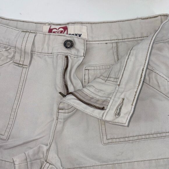 Y2K Roxy Low Rise Casual Chino Shorts Cotton Pockets Sand Size 3 - Picture 3 of 10